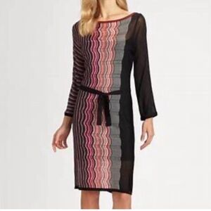 Trina Turk Zig Zag Knit Sheer Dress Size Medium